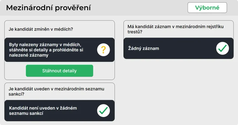 Ukázka reportu prověření kandidáta - část 2